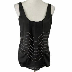 Line & Dot Black Silver Chain Tank Top Blouse S